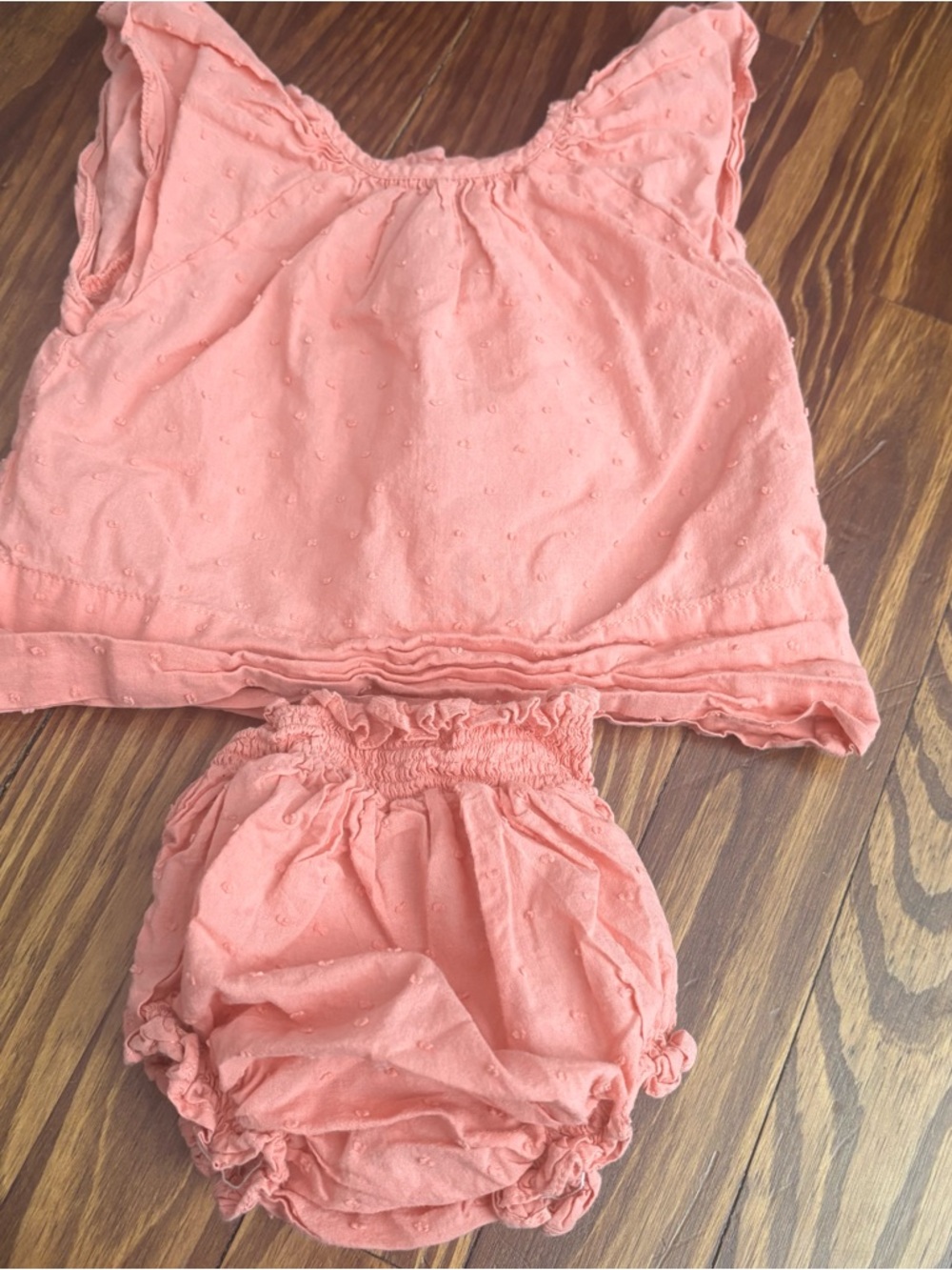 Oeuf NYC Swiss Dot Two-Piece Summer Set in Melon